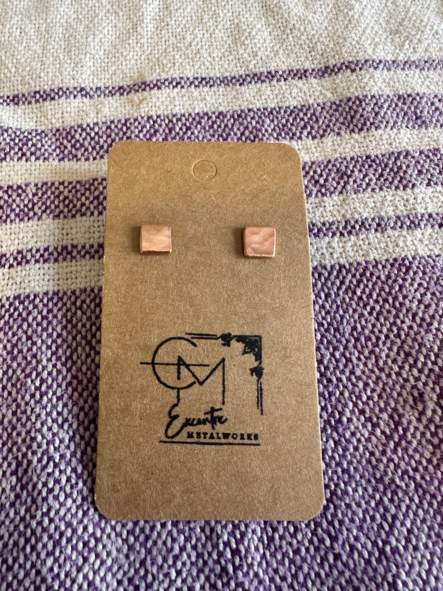 Copper earrings square